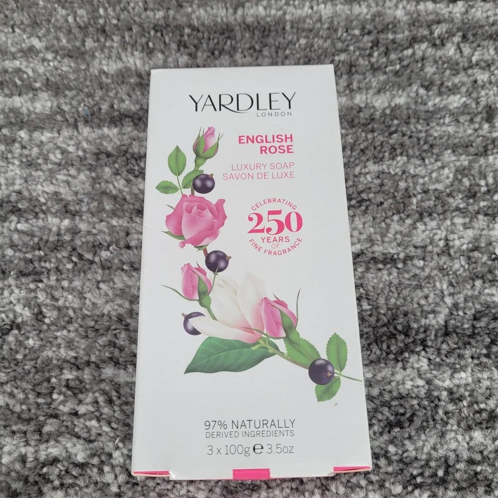 Yardley London English Rose Luxury Soap 3 Pack 100g Bars 97% Natural Ingredients